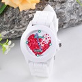 2016 Cheap Price watch Women Silicone Jelly Red Heart petals Quartz Analog Sports Wrist Watch watch