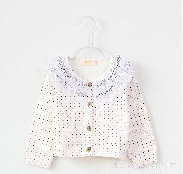 Baby girl cardigan jacket pink long sleeve lace dot cardigan jacket kids girls jacket children cardigan jackets 5pcs/lot