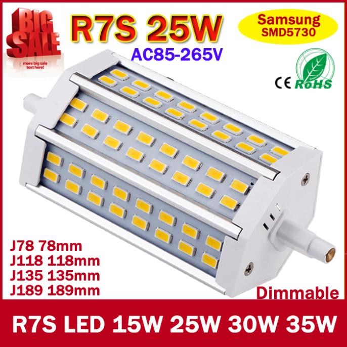 1 pcs/lot R7S led  15W 20W 25W 35W dimmable  SMD5730 118mm J118 LED light bulb light lamp AC85-265V replace halogen floodlight
