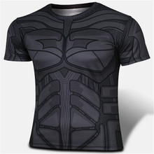 2016 new compressed t-shirts hot seen superman/batman t shirt men sports quick dry fitness clothing Captain America sportswear