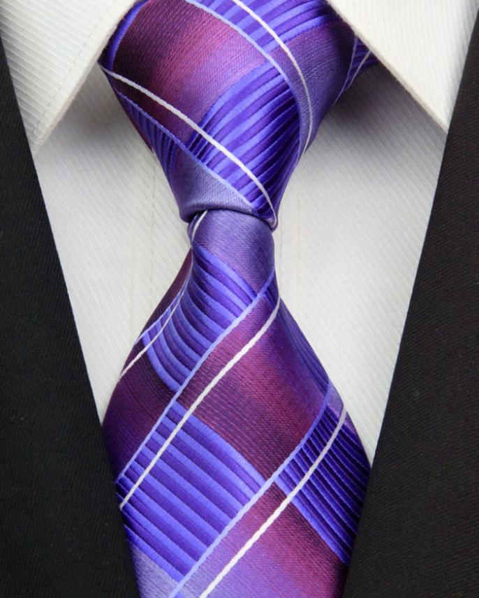 NT0326 Purple Royal Stripe Man s Jacquard Woven Silk Polyester Tie Classic Business Party Wedding Fashion
