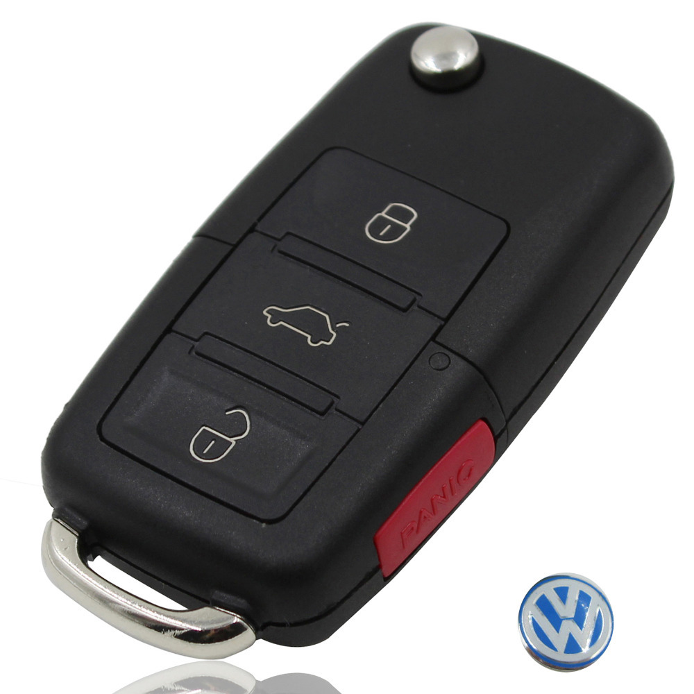 Image of 3+1 Button 4 Buttons Red Panic Button Replacement Flip Folding Car Key Shell For VW Golf 4 5 6 Passat B5 B6 Polo Bora Touran