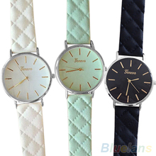 Men’s Women’s Geneva Checkers Faux Leather Strap Quartz Analog Wrist Watch