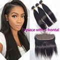 Peruvian Straight Hair With Frontal 3 Bundles Wonder Beauty Virgin Human Hair With Free Part Middle