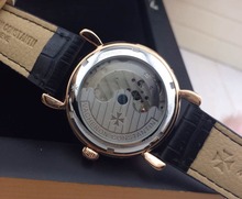 Luxury Brand Leather Tourbillon Men s Stainless Steel VC Automatic Movement Watch mens Self wind Watches