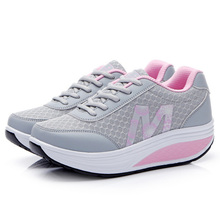Wedge platform trainers shoes 2015 breathable air mesh summer women casual shoes height increasing swing lose weight shoes