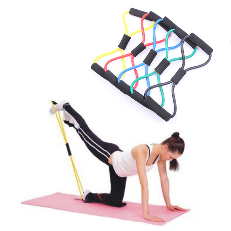 Image of Resistance Training Bands Rope Tube Workout Exercise for Yoga 8 Type Fashion Body Fitness