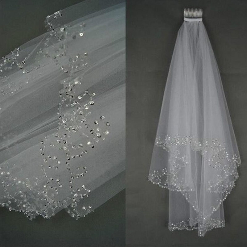 short veil with crystals