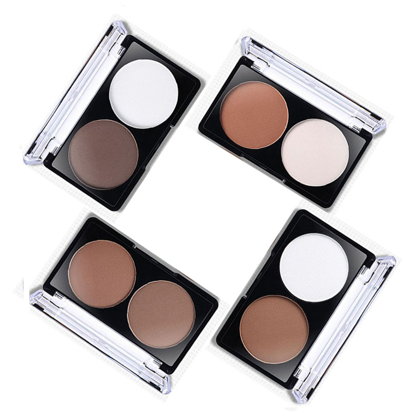 Image of 2 Color Face Shading Powder Contour Bronzer Highlighter Palette Set Trimming Powder Makeup Face Contour Grooming Pressed Powder