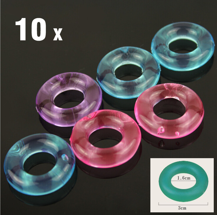 Image of 10Pcs Stay Hard Donuts Silcone Cock Rings, Delaying Ejaculation Rings, Penis Ring, Flexible Glue Cock Ring, Sex Toys for Men