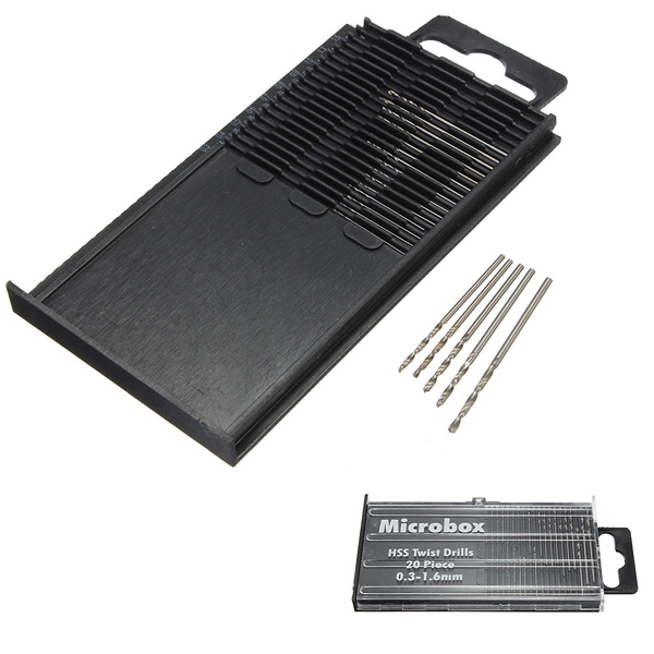 20Pcs Mini Micro Twist Drill Bit HSS Set Steel 0.3mm-1.6mm Craft Case Silver JP 