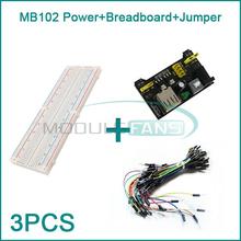 MB102 830 Point Solderless PCB Breadboard+65pcs Jump Cable Wires+Power Supply HO