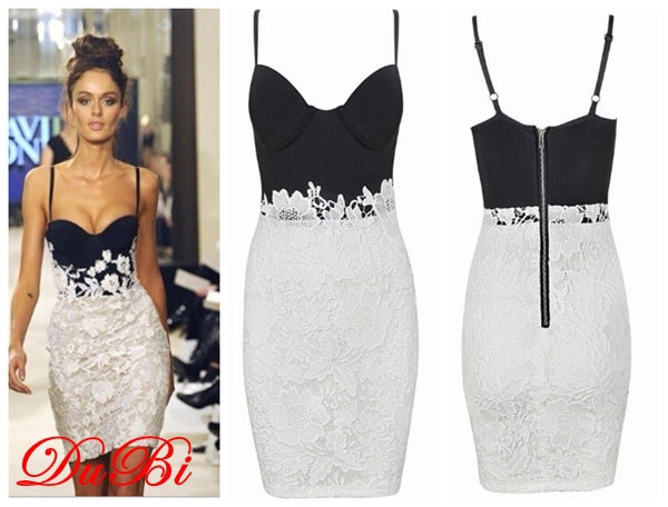 2014 high quality new style spaghetti strap summer lace bandage dress, gown prom dresses wholesale