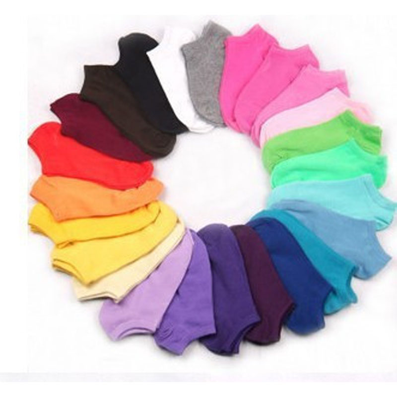 Image of 10 Pairs=20pcs/lot Women Socks,Fluorescence Cotton Sock,Candy Color Fashion Ankle Boat Short Socks,Many Colors Calcetines
