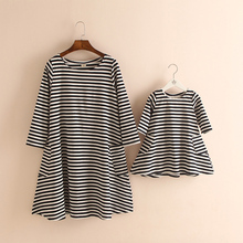 Toddler Baby Girls/Womens Striped Dress Long Sleeve Mother And Daughter Clothes Mother Daughter Dresses Pajamas Girl Clothes