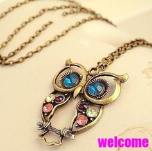 Min.order is $10 (mix order) Big discount! N010  fashion vintage bronze owl necklace wholesal!free shippping