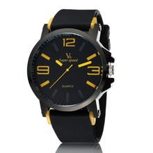 Sports Quartz Watch Men Luxury Brand Super Speed V6 Dial Silicone Strap Analog Round Military Black White Color