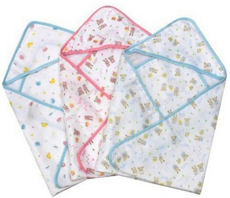 7070CM Cute Bear Winter Spring Baby Blankets Newborn Cotton Swaddle Brand Bedding Wrap Summer Infant Bathrobe Blue Pink (2)