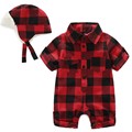 2016 New Autumn baby rompers plaid baby girl romper velve hat winter cotton brand newborn baby