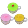 3 Colors Cute Anti dust Silicone Glass Cup Cover Coffee Mug Suction Seal Lid Cap Silicone
