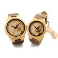 2016 Top brand Bobobird Brand Lovers Wooden Bamboo Watch Deer Head engrave Quartz Real Leather Strap