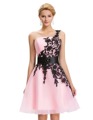 Grace Karin 2016 Sexy White and Black Lace Applique Short Prom Dresses Pink Special Occasion Dresses