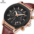 MEGIR Brand Men Chronograph Waterproof Multifunction Military Quartz Watches Shows Leather New Style Watches Relogio Masculino