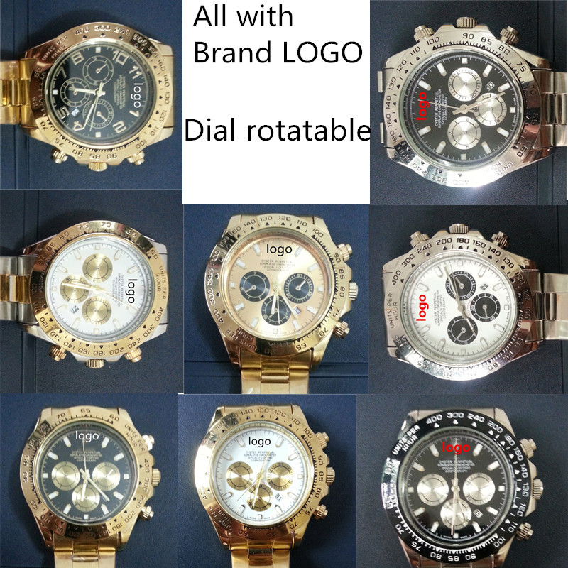 watches men luxury brand stainless steel strap famous brand watches calendar dial rotatable gold watch men