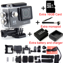 Action camera EKEN H9 Ultra HD 4K WiFi 1080P/60fps 2.0 LCD 170D lens Helmet Cam go waterproof camera SJ4000 pro style+monopod