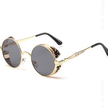 Unique Steampunk Sunglasses Unisex Round Gothic Sun Glasses Ladies 2015 Retro Future Sunglass Styles Flowers Pattern Frame 8990