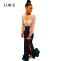 Dark Green Crystals Beaded Evening Dresses Long Sleeve 2016 Robe De Soiree Longue Sexy O Neck