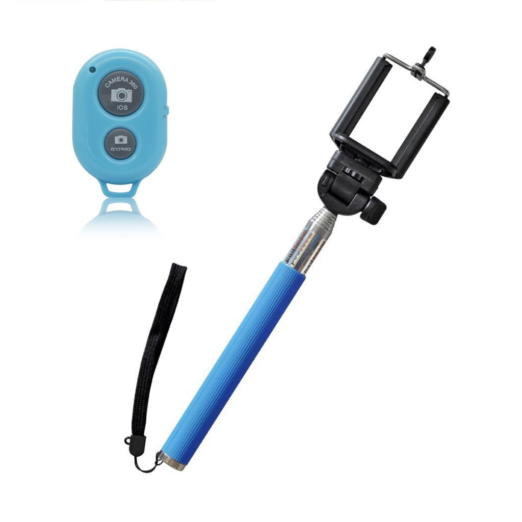 2x  /  selfies extensible soporte con    + disparador  conexion bluetooth- Azul