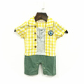 2016 Summer New Design Baby Romper Summer Boy Plaid Contrast Color Fashion Newborn Baby Kids Boys