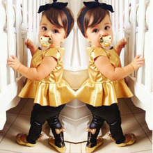 Fashion Baby Girl Toddler Shirt Dress + Legging Pants Set Baby Children Clothing Sets Outfits Kids Girls Summer Clothes