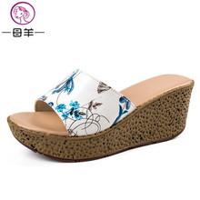 Genuine leather platform shoes new platform sandals women sandals open toe summer wedge sandals women shoes