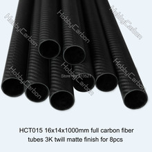 100% углеродное волокно трубы / трубки / прокладки HCT015 8 шт. / pack 16 X 14 X 1000 мм