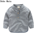 Striped Baby Boy Shirts 2016 Autumn Fashion Long Sleeve Boys Shirt Kids Mandarin Collar Toddler Boy