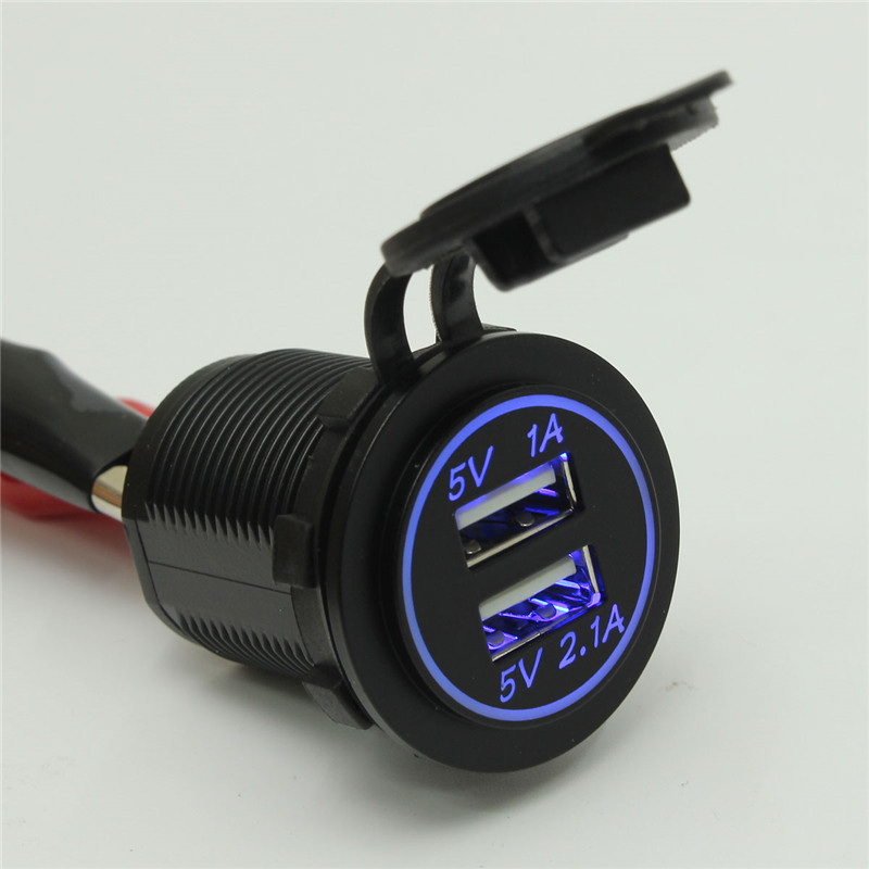 New Arrvial DC 12-32V Waterproof Universal Car Charger Vehicle Dual USB Charger 2 Port Power Socket 