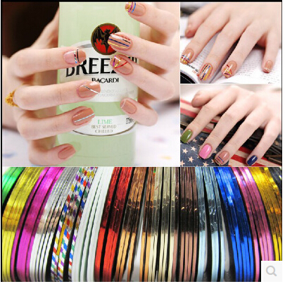 Image of 10PC Mixed Colorful Beauty Rolls Striping Decals Foil Tips Tape Line DIY Design Nail Art Stickers for nail Tools Decorations