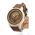 BOBO BIRD A27 Skeleton Watch With Deer Buck Head Design Bamboo Wood Quartz Watches With White