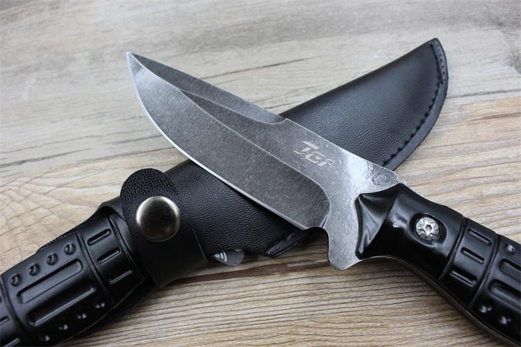 Cold Steel Non Folding Black Blade Knife 21cm Utility Camping Knife Steel Hanlde Tactical Knives For
