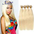 Queen love Hair 4Pcs Lot Blonde Brazilian Hair Weave Bundles Color 613 Brazilian Straight Hair Platinum