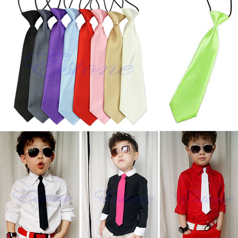 Image of Free Shipping Fashion School Boys Children Kids Baby Wedding Solid Colour Elastic Tie Necktie