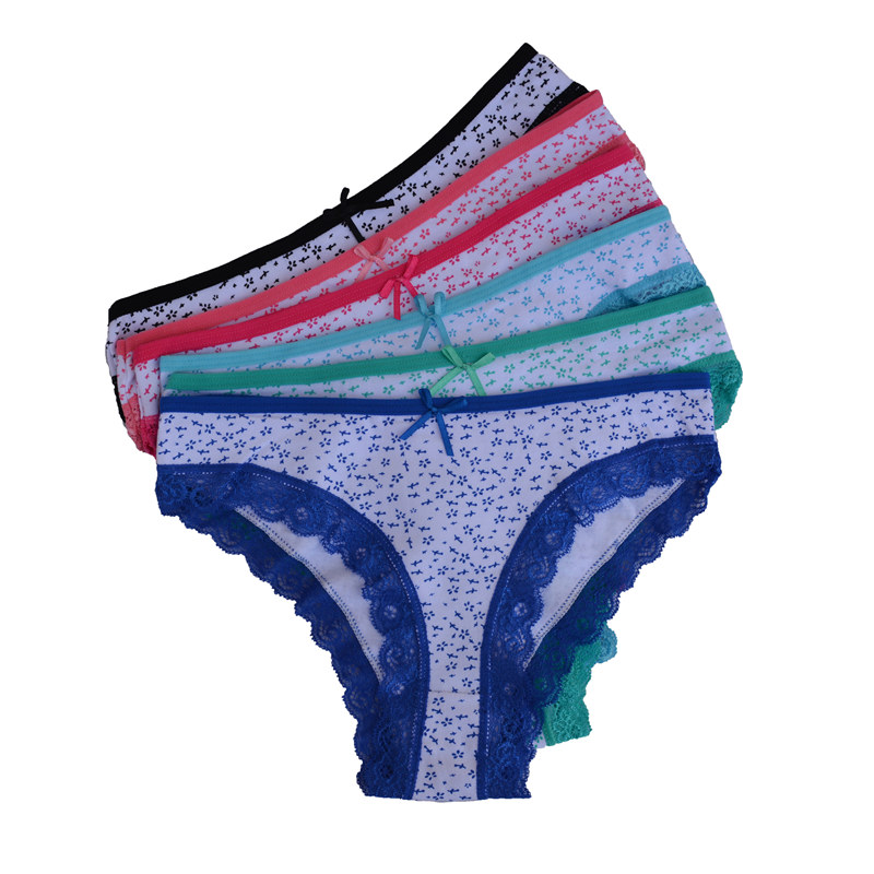 FUNCILAC Women Underwear Cotton Floral Print Everyday Style Briefs Ladies Panties Knickers Lingerie Intimates (5pcs/lot) 1 (12)