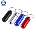 Health Care Portable WaterProof Mini Blue Aluminum Keychain Tablet Storage Box Bottle Case Holder Drug Medicine