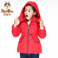 PATEMO Girls Winter Jackets Thick Children s Clothing Cotton Padded Coats Red Zipper Closure Detachable Cap