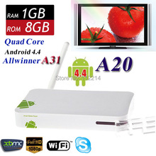 Updated by A20 White Android 4.4 TV Box A31 Cortex A7 1G 8G Quad Core XBMC 1080 DLNA Miracast HDMI Wifi Smart IPTV Media Player