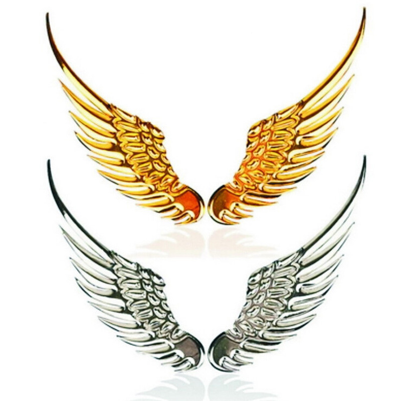 Image of 1 Pair Car Styling Fashion Metal Stickers 3D Wings Car Sticker Car Motorcycle Accessories Gold/silver CT-4000