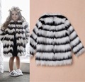 2016 European and American autumn and winter black and white stripes Children Faux fur coat T0589