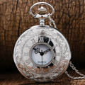 2015 New Silver Roman Arabic Number Quartz Antique Pendant Chain Pocket Watch for Men and Women